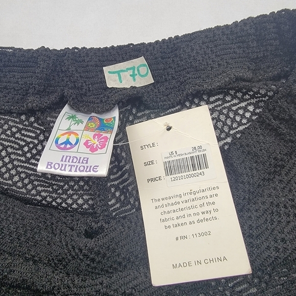 NWT India Boutique black mesh elastic waist one size sheer coverup pants - Picture 7 of 7